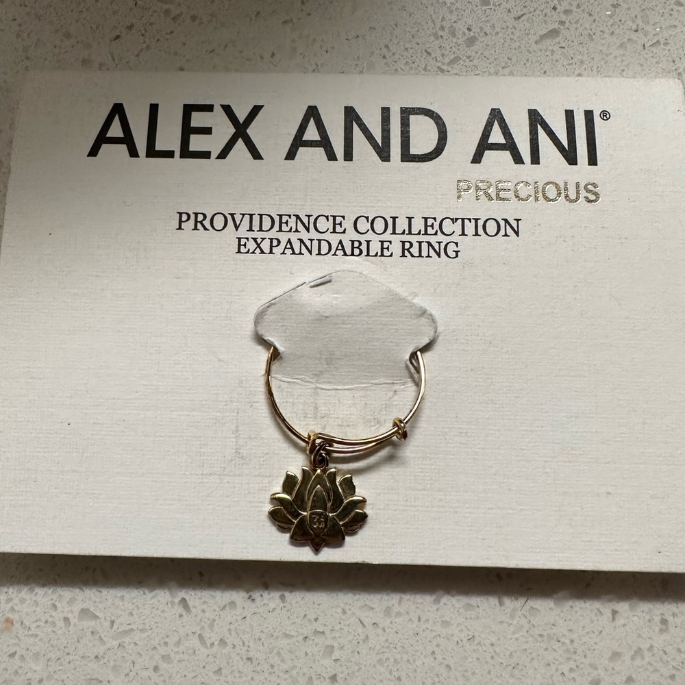 Alex and Ani lotus flower ring adjustable precious yoga om